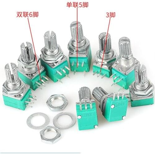 10pcs RK097N RK097G RK097NS 15mm Potentiometer B5K B10K B20K B50K B100K 3/5/6 pins