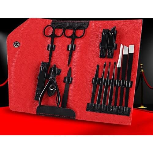 14PCS/set Nails Art Clipper Scissors Tweezer Knife toe Professional Manicure set Nosehair cut Grooming kit Manicure Tools