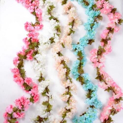 2M Fake Plants Foliage Rattan Wisteria Artificial Flowers Vine Garland Wedding Arch Decoration Trailing Faux Flowers Ivy Wall