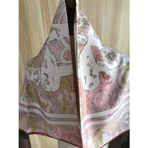 2021 new arrival winter spring classic pink 100% real silk scarf twill hand made roll 90*90 cm shawl wrap for women lady