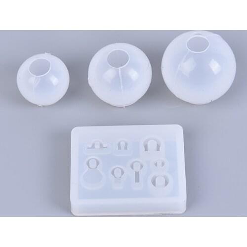 4Pcs/Set Resin Geometric Ball Pendant Molds Hollow Quicksand Sphere Mold 3D Hollow Round Ball Molds Kit Jewelry Making Tools