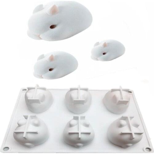 6 Rabbit White Mousse Mold Silicone Cake Decoration Mold DIY Baking French Dessert Cartoon Animal Mold K228