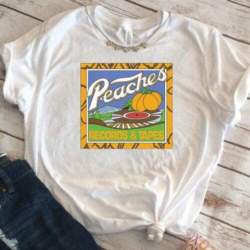 American Vintage Peachy Printed Aesthetic Shirts 80s 90s Ins Hipster Cotton Cute Tees Short Sleeve O Neck Shirts For Women
