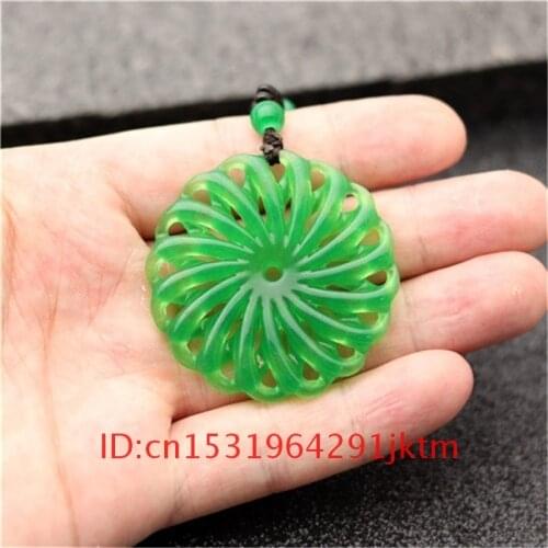 Hollow Women Charm Natural Gifts Jewelry Hand Jadeite Pendant Fashion for Amulet Chinese Necklace Carved Jade Green Out Men