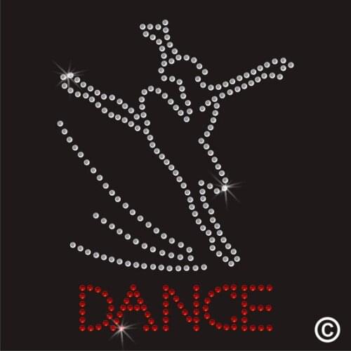 2pc/lot Dance Girl Iron On Applique iron on transfer hot fix rhinestone motif designs patches for shirt dress bag pillow