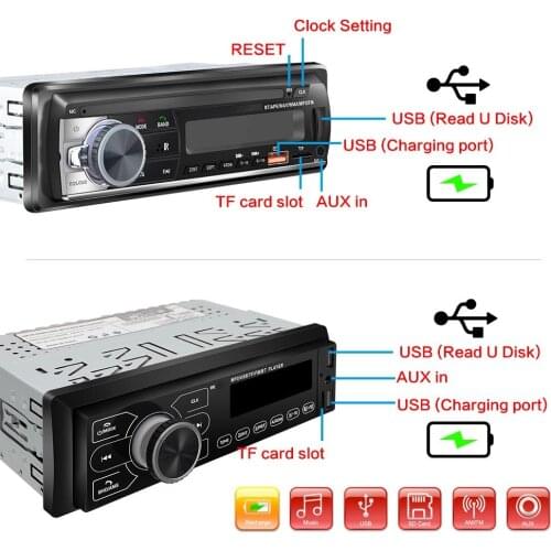 Car Radio Stereo Player Bluetooth Car MP3 Player Stereo FM Radio Audio USB SD for AUX Input Support mobile phone fast charging