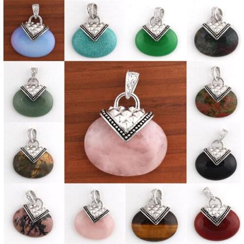 Noble Charms Women Fashion Jewelry Cute Handbag Shape Multicolor Genuine Natural Stone Design Crystal Pendant for Best Friends
