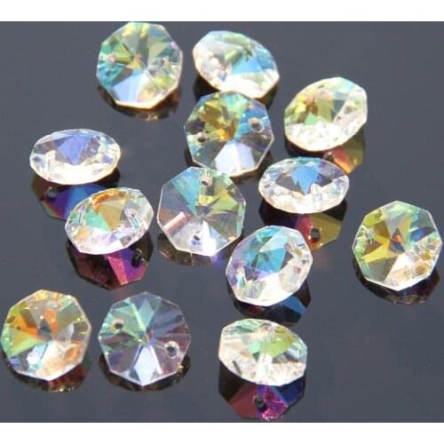 Shiny 400pcs/lot 26mm 2 holes Crystal Chandelier Beads Glass Prism Octagon Beads Glass Chandelier Parts For Sale