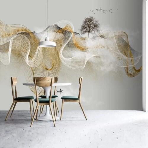 Milofi custom large wallpaper mural modern Zen light luxury abstract ink landscape background wallpaper mural