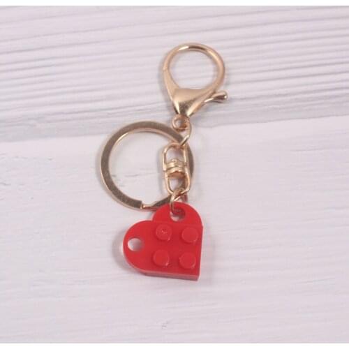 Key Chain Heart Shaped Keychain Building Blocks Small Parts Bricks Block Accessories Ornament Model Kits DIY Toys