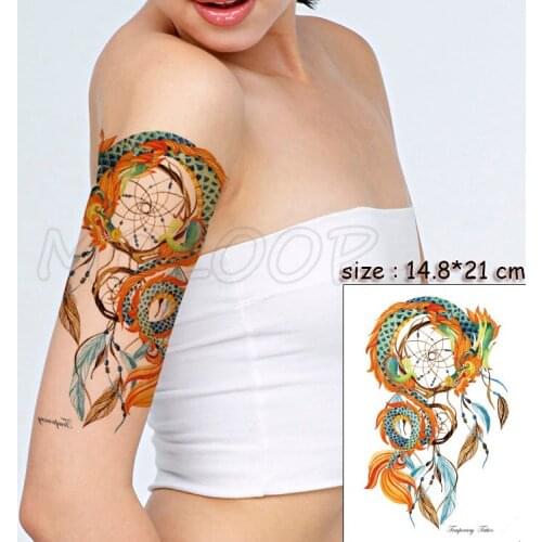 Color Loong Dreamcatcher Feather Tattoos Stickers Women Body Waist Arm Art Tattoos Temporary Girls Butterfly Tatoos Rose Chains