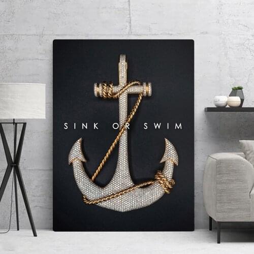 Home Decoration Canvas Prints Pictures Wall Art Sink Or Swim Letter Painting Modular Modern Nordic Style Poster For Living Room