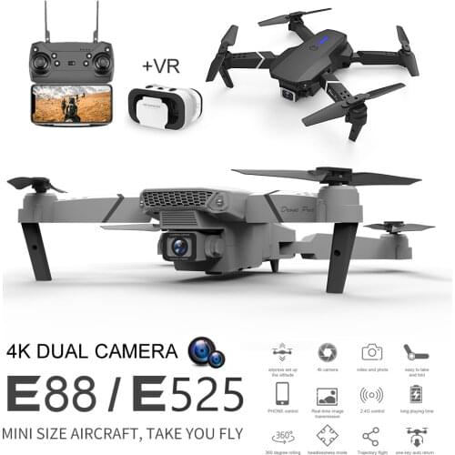 E88 Mini UAV Aerial Photography 4K HD Dual Camera RC Drone Long Endurance Fixed Altitude E525 Remote Control Helicopter Toy