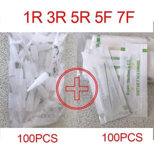 100pcs 1rl Pmu Tattoo Machine Needle Traditional Permanent Makeup Needle For Eyebrow Tattoo Eyeliner Lipliner Tatoo Dermografo