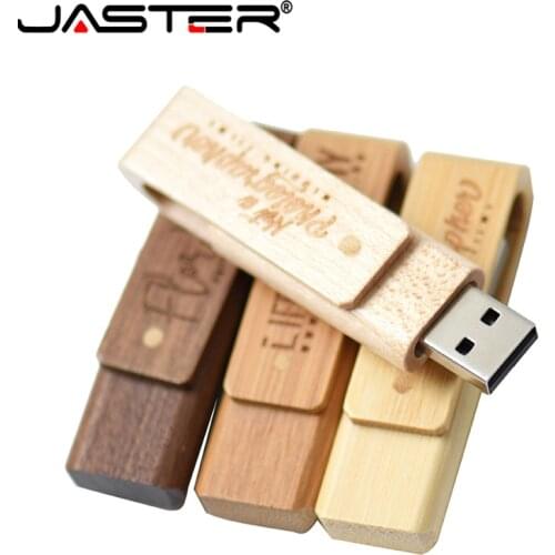 JASTER rotatable Wooden pen drive personality gift logo customized wood USB flash drive memory stick pendrive 4G 8GB 16GB 32GB