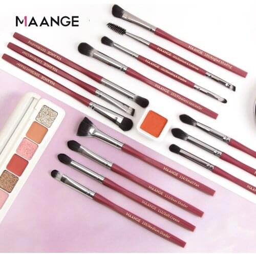MAANGE 14 Pcs Make Up Brushes Set Professional Powder Blending Concealer Eyebrow Eyeshadow Brush Cosmetic Tools Kit Maquiagem