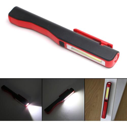 Waterproof LED COB Flashlight 2 Modes Battery Powered Pen Light Torch Portable