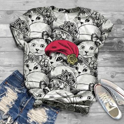2021 summer new mens/womens T-shirt short-sleeved cat print 3D shirt casual hip-hop 3DT shirt top size S-6XL