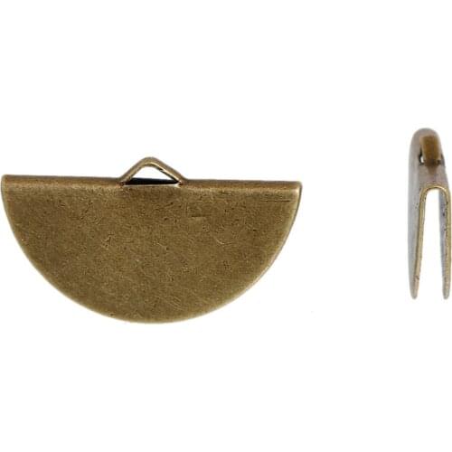 DoreenBeads Copper Antique Bronze Cord Ribbon Crimp End Half Round Fashion DIY Components 28mm(1 1/8") x 16mm( 5/8"), 10 PCs