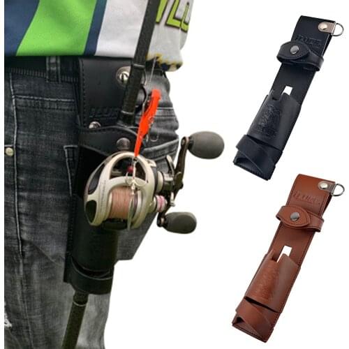Portable Leather Rod Easy Carry Fishing Rod Waist Belt Cover Fishing Lure Bag Rod Holder Waist Pack Leg Bag Fish Tackle Pesca