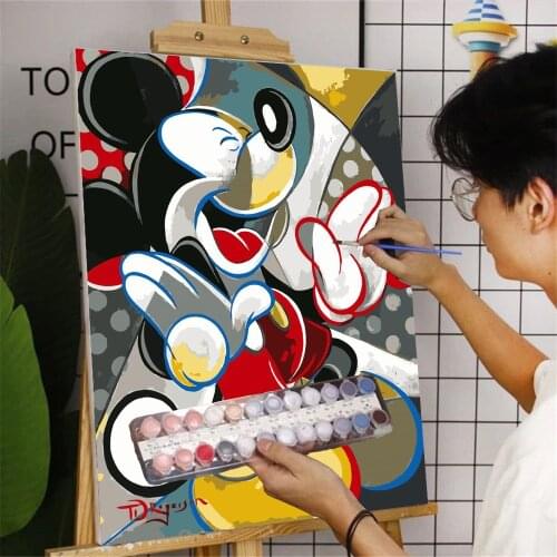 Disney Mickey Minnie DIY Paint By Number Home Decoration Frameless Canvas Oil Painting Poster Adult Hand Painted Decorations