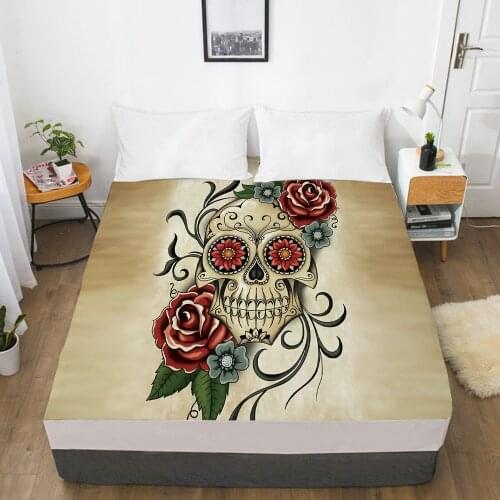 Elastic fitted sheet bed sheet With An Elastic Band 160x200/180/200/150x200 Mattress Cover Bed cover 1pc Skull Deadpool yellow