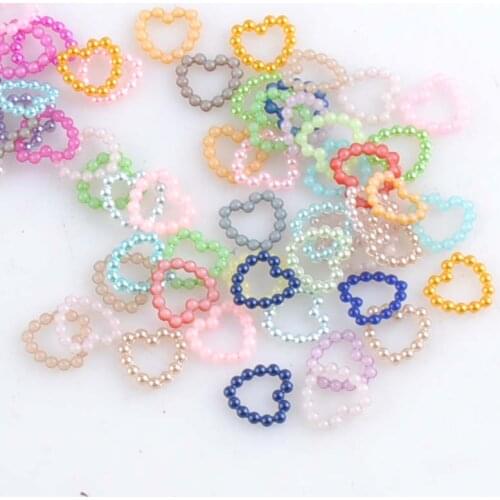 Mix Color Heart Shape Imitation Half Round Pearl Flatback Beads for Scrapbook DIY Decoration 400pcs/lot 11mm YKL0429