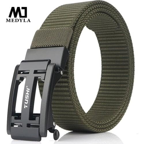 MEDYLA 2020 Mens Military Nylon Belt New Technology Automatic Buckle Hard Metal Tactical Belt for Men 3mm Soft Real Sports Belt
