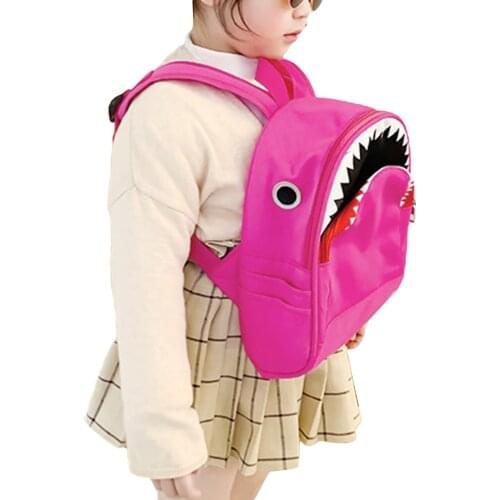 Cartoon Zipper Children Backpack Little Girl Boy Large Capacity Cute Shark Shape Adjustable Shoulder Strap Casual School Bag