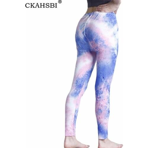 CKAHSBI Tie Dye Sexy Push Up Leggings High Waist Women Fitness Slim Gym Sport Workout Pants Running Knitted Gradient Clothes