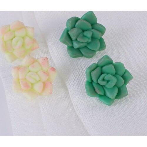 Lifefontier 3D Handmade Flowers Stud Earrings for Women Girls Cute Green Polymer Clay Plant Earrings Korean Fashion Jewelry 2021