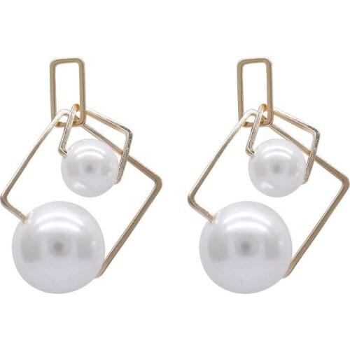 Korean Simple Retro Geometric Clip on Earrings No Pierced Baroque Vintage Elegant Imitation Big Pearl Clip Earrings No Hole Lady