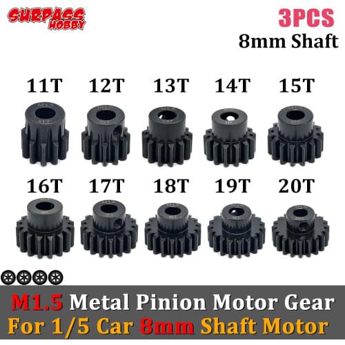 Surpass Hobby 3pcs M1.5 Metal Pinion Motor Gear Steel 11T-20T 8mm Shaft for 1/5 1/8 Rc Car Brushless Motor 5682 5692 56112 70120