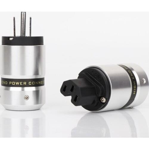 Hi-End Rhodium Plated US Power Cable Plug IEC Connector Female male Plug HIFI DIY Mains Power Cable