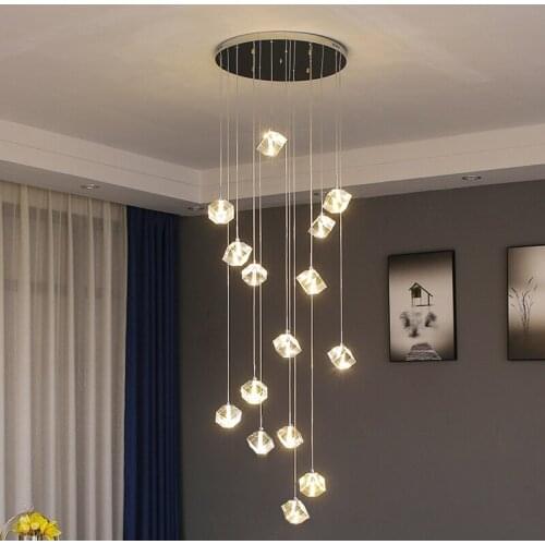 Modern LED Square Crystal Chandelier Lighting large hotel restaurant spiral staircase chandeliers living room cristal hang lamps