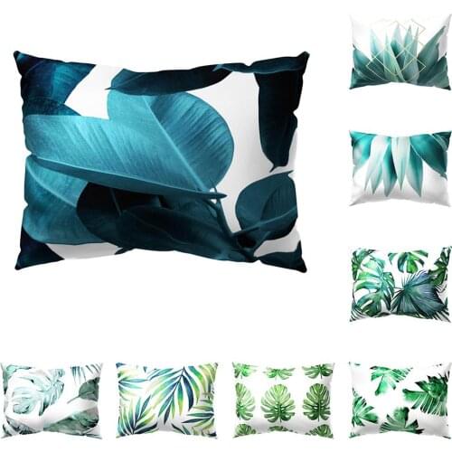 Tropical Green Leaves Rectangle Pillow Case Cushion Cover Sofa Home Decoration Home Hotel Decorative Pillowcase Pillow Cover