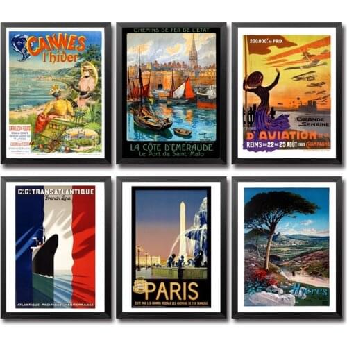 France Cannes Malo Beautiful Girl Guyon Agay Paris Reims Vintage Travel Poster