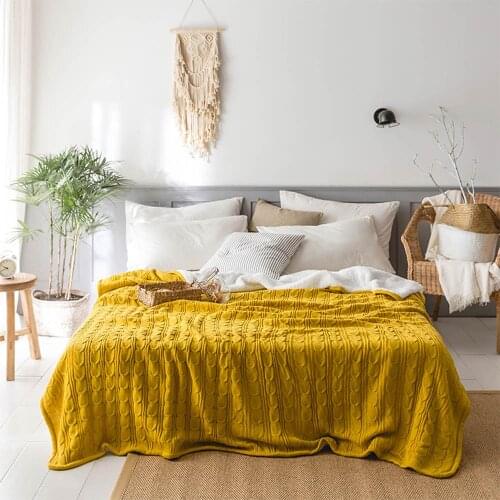 Svetanya Knitted Blankets Thick Sherpa Berber Throws Full Queen Sheets Bedspread Solid Color