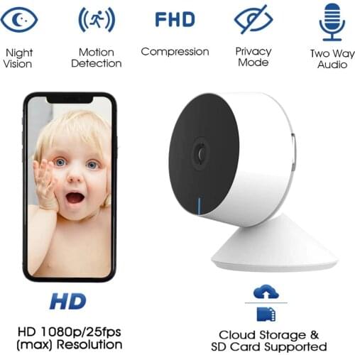 WiFi Camera 1080P Full HD 32G SD Card Motion Detection, Two-Way Audio & Night Vision, Smart Home Cameras Work with Alexa, Google