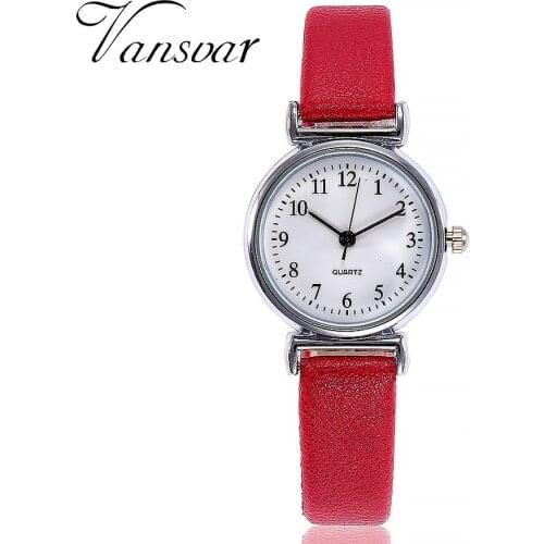 Vansvar Womens Watches Quartz Wrist Leather Band Bracelet Analog Arabic numerals Dial Fashion Simple Female Saat Clock New XB40