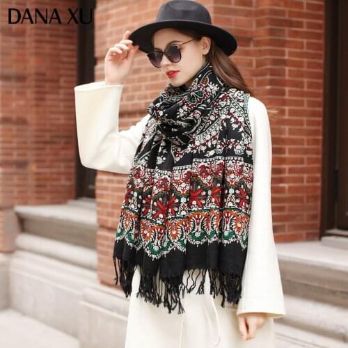 DANA XU Bufanda Mujer Wool Poncho Head Scarves Women Lady Carf And Warm Shawl Stoles Bandana Scarf Hijab Luxury Brand Pashmina