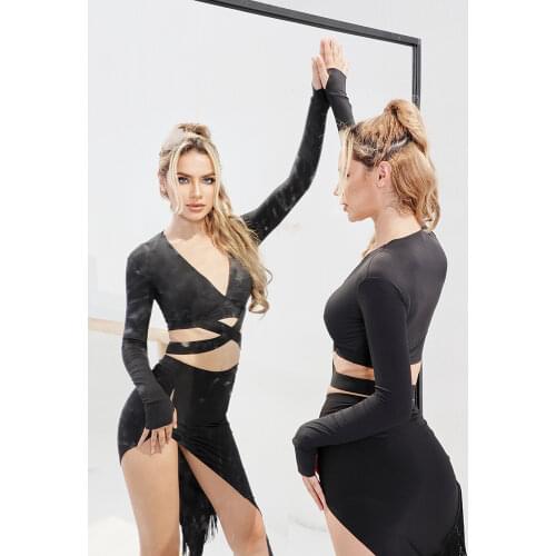 ZYMdancestyle Cross The Mini Top #2047 top wear black caramel latin dance wear basic daily wear stylish cross design