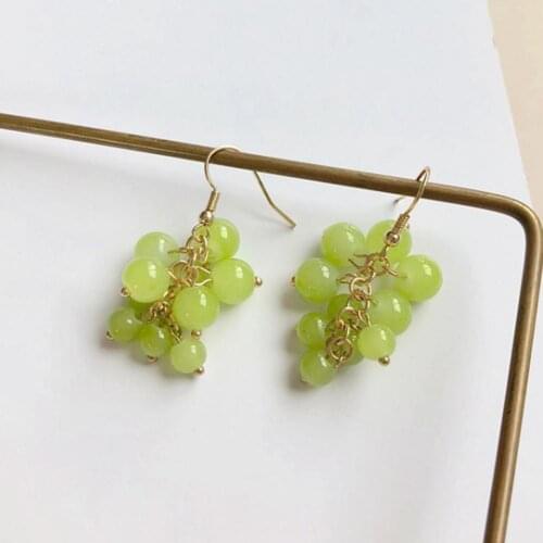 1 Pair Charming Creative Round Beads Piercing Hook Earrings Eye-catching Accessories Non Piercing Grape Ear Clip for Holiday