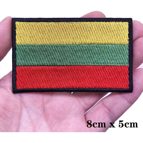 1PC Lithuanian flag Lithuania Armband Embroidered Patch Hook & Loop or iron on Embroidery Velcro Badge Cloth Military Moral