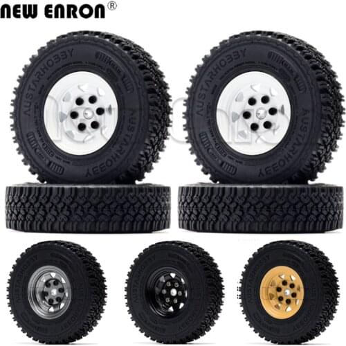 4Pc/Set 1.55 Inch Alloy Beadlock Wheel Rim RC Hub Rubber RC Tyre 90MM Tire for RC Crawler Car 1/10 D90 TF2 LC70 MST JIMNY Axial