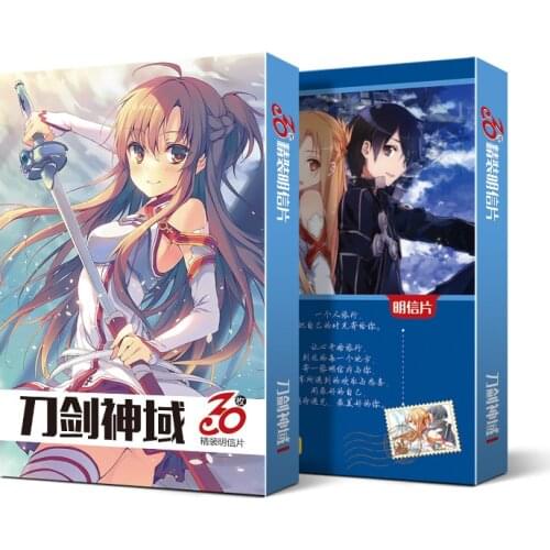 5 boxes/lot Anime sword art online lomo card toy cartoon SAO Postcard Greeting Message Card 30 pictures box toy gift