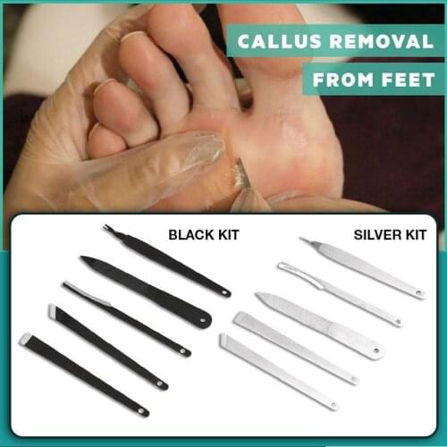 5pcs Professional Pedicure Tools Stainless Steel Foot Care Beauty Kit Foot Rasp Dead Skin Remover Pedicure Kit for Men Women