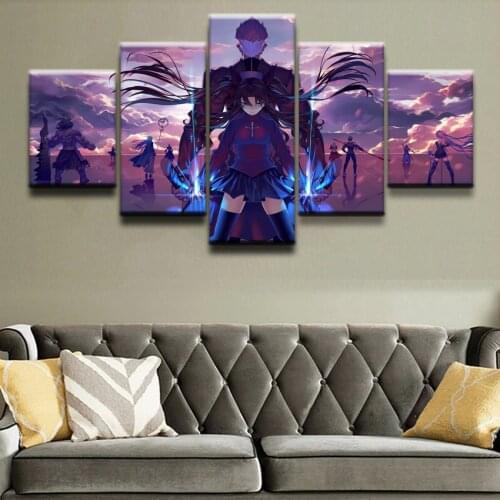 5 Pieces Fate Stay Night Pictures Wall Artwork Modular Anime Poster Painting Canvas For Living Room Decoration
