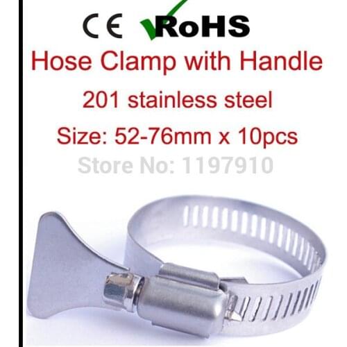 52mm-76mm x 10pcs Butterfly 201 Stainless Steel Adjustable Tube Clips Worm American Clamps