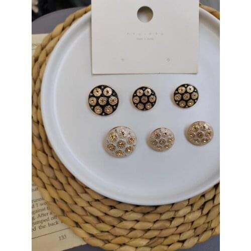 6pcs 18mm - 25mm Vintage Pearl Buttons for Suit Coat Needlework Sweater Women Metal Diamond Button Dress Decorative Clothing